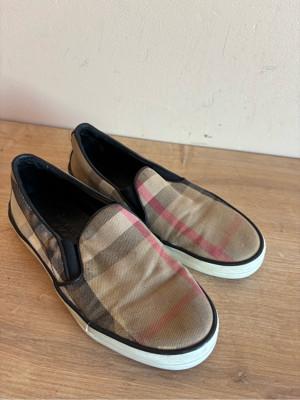 Authentic Burberry plaid loafers